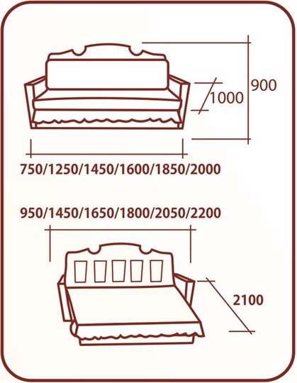 Прямой диван Аккордеон Бук 120 Радуга в Мурманске - изображение 1